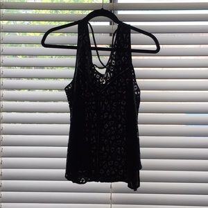 Black cheetah print sheer tank top